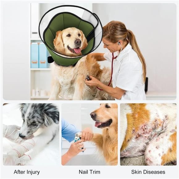 Dog Cone After Surgery, Soft Dog Cones, Pet Recovery Cone, Adjustable E-Collars - Picture 4 of 6